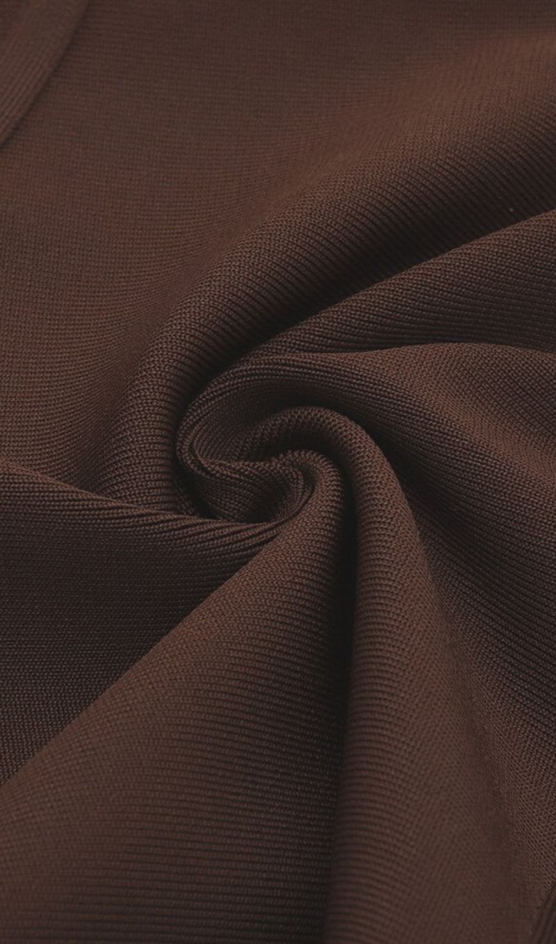 STRAPLESS BANDAGE MINI DRESS IN BROWN Dresses styleofcb 