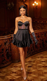 STRAPLESS LACE UP MINI DRESS IN BLACK Dresses styleofcb 