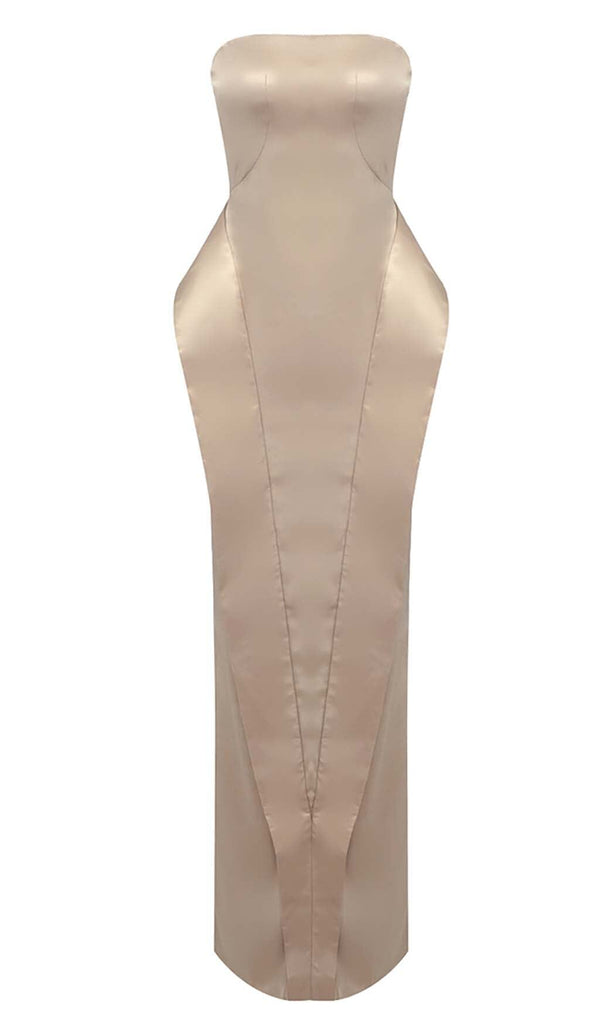 STRAPLESS MERMAID MAXI DRESS IN BEIGE STYLE OF CB 