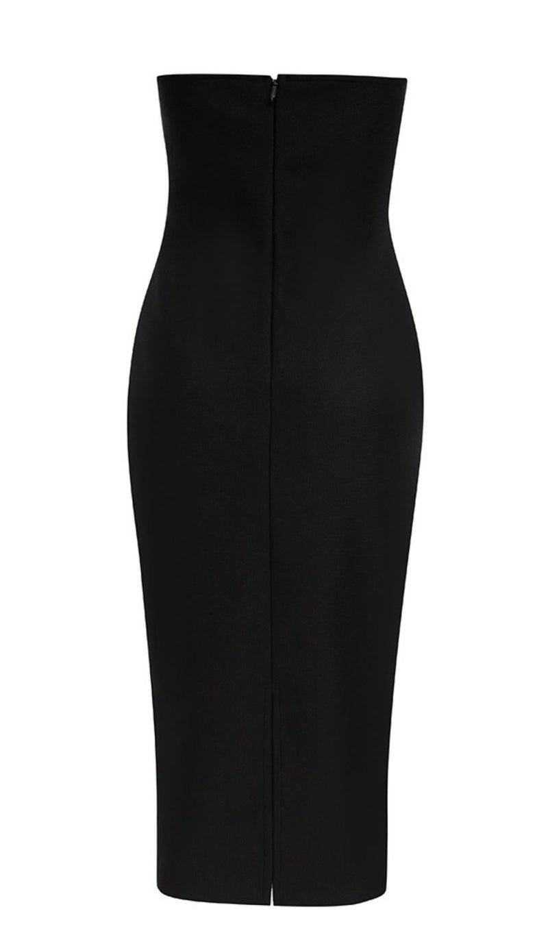 STRAPLESS MIDI DRESS IN BLACK Dresses styleofcb 