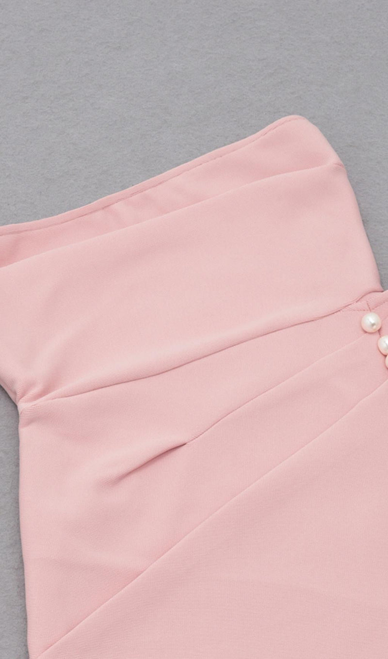 STRAPLESS MIDI DRESS IN PINK Dresses styleofcb 