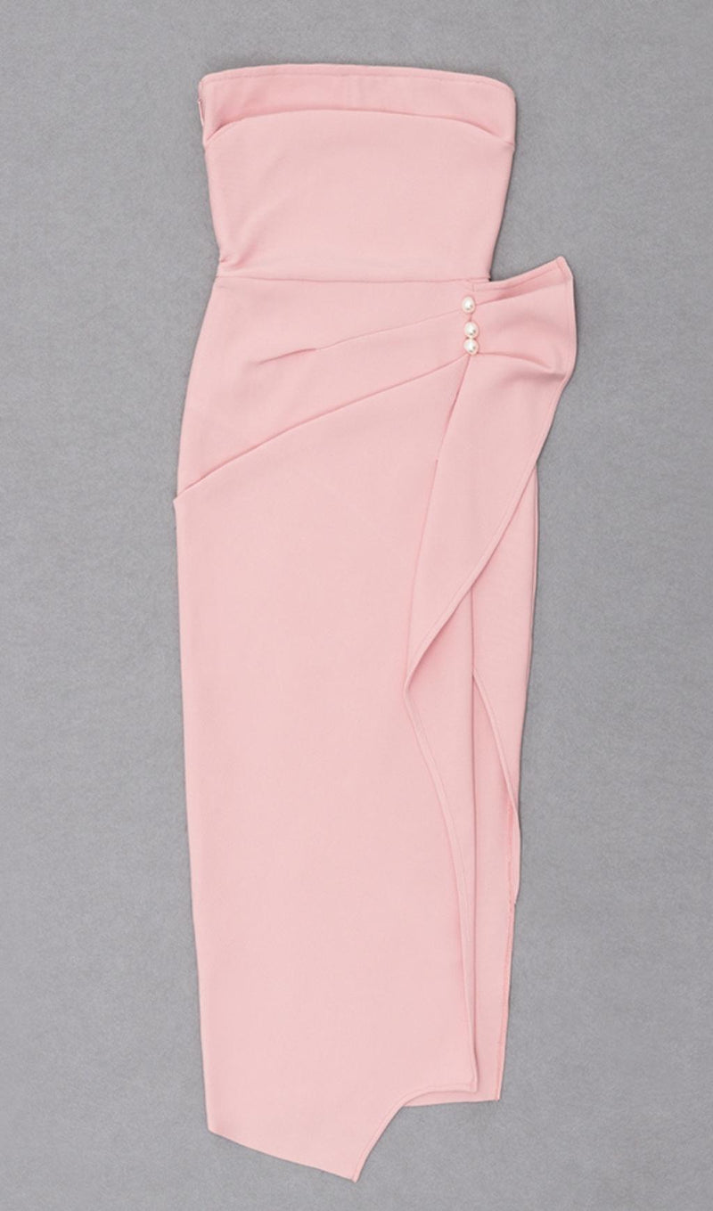STRAPLESS MIDI DRESS IN PINK Dresses styleofcb 