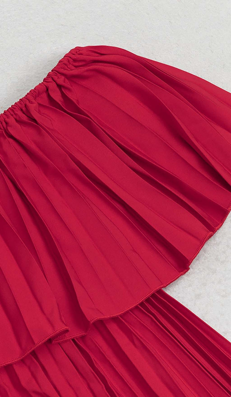 STRAPLESS PLEATED MAXI DRESS IN RED DRESS styleofcbdress 
