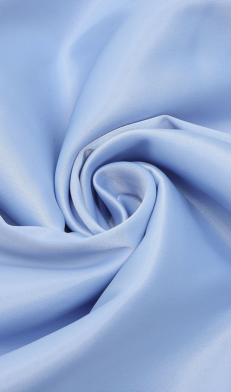 STRAPLESS PUFF SLEEVES MIDI DRESS IN BLUE Dresses styleofcb 