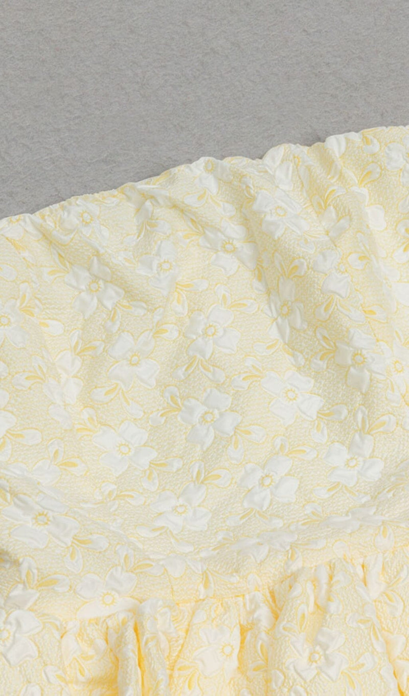 STRAPLESS RUFFLE MIDI DRESS IN IVORY DRESS sis label 