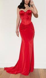 STRAPLESS COREST TWO-PIECE DRESS IN RED DRESS styleofcb 