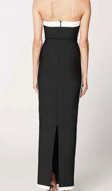 STRAPLESS SLIT MAXI BANDAGE DRESS IN ORANGE DRESS STYLE OF CB 