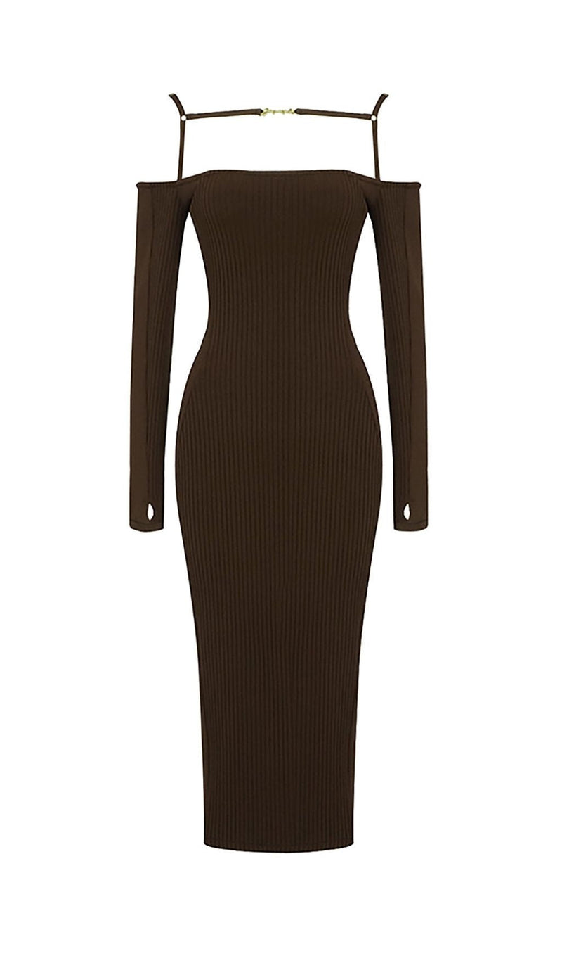 STRAPPY HOLLOW STRAPLESS BANDAGE MINI DRESS IN BLACK Dresses styleofcb XS BROWN 