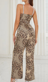 STRAPPY LEOPARD PRINT JUMPSUIT IN BROWN DRESS STYLE OF CB 