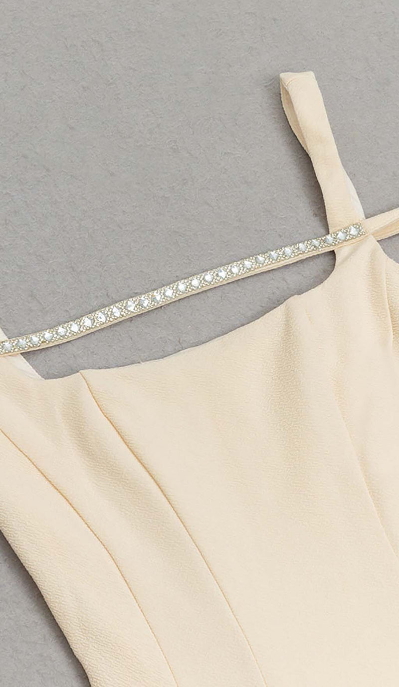 STRUCTURED CORSET FLOUNCED MIDI DRESS IN IVORY DRESS sis label 
