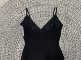 BLACK V-NECK RHINESTONE DECORATIVE SUSPENDER DRESS styleofcb 