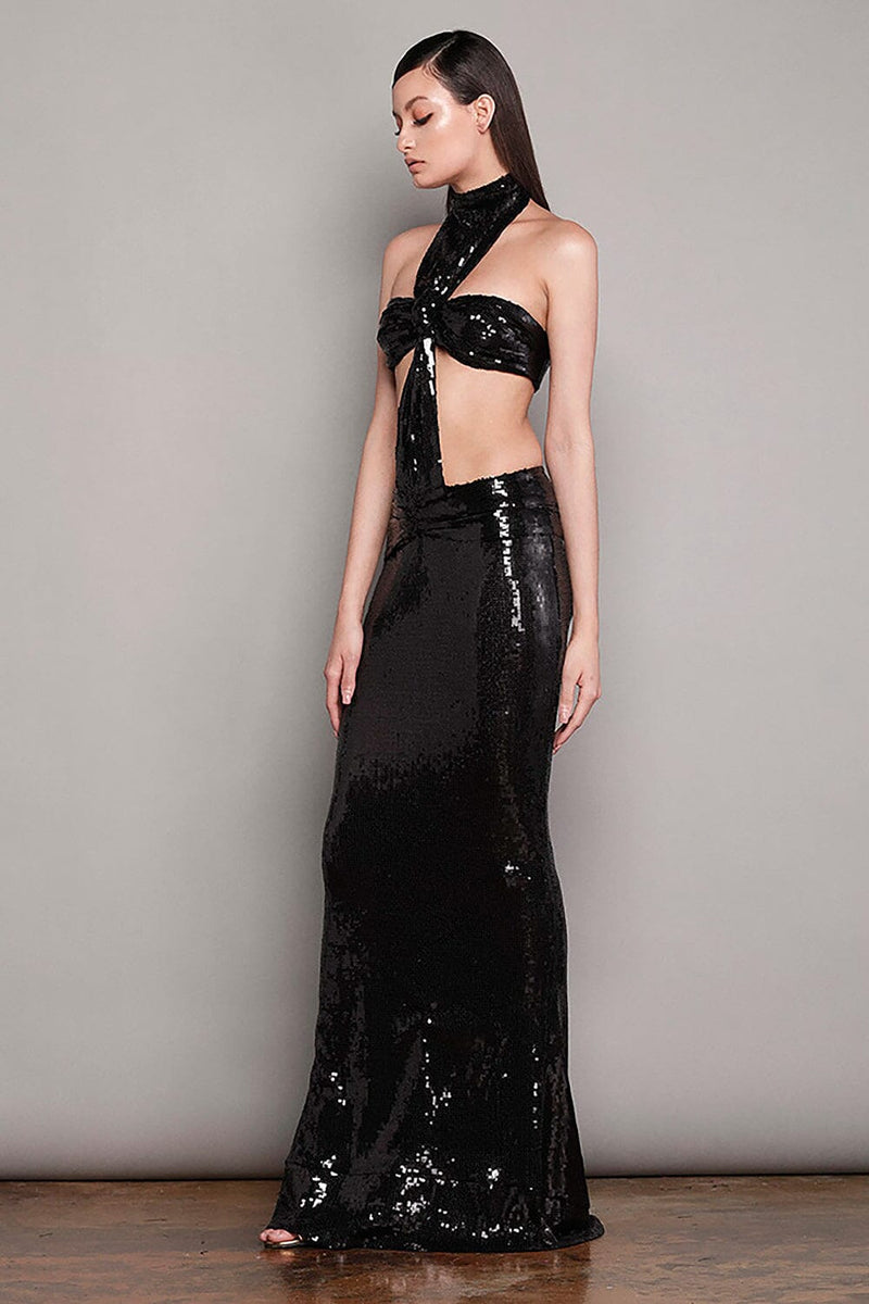SHINY SEQUINS HALTER MAXI DRESS Sequins Dress Oh CICI 