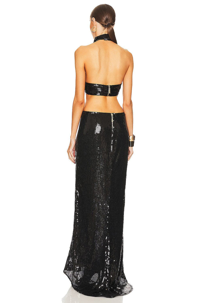 SHINY SEQUINS HALTER MAXI DRESS Sequins Dress Oh CICI 