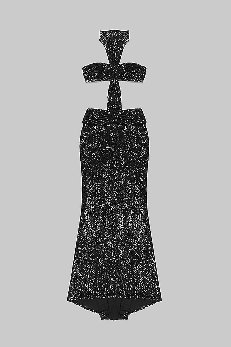 SHINY SEQUINS HALTER MAXI DRESS Sequins Dress Oh CICI 