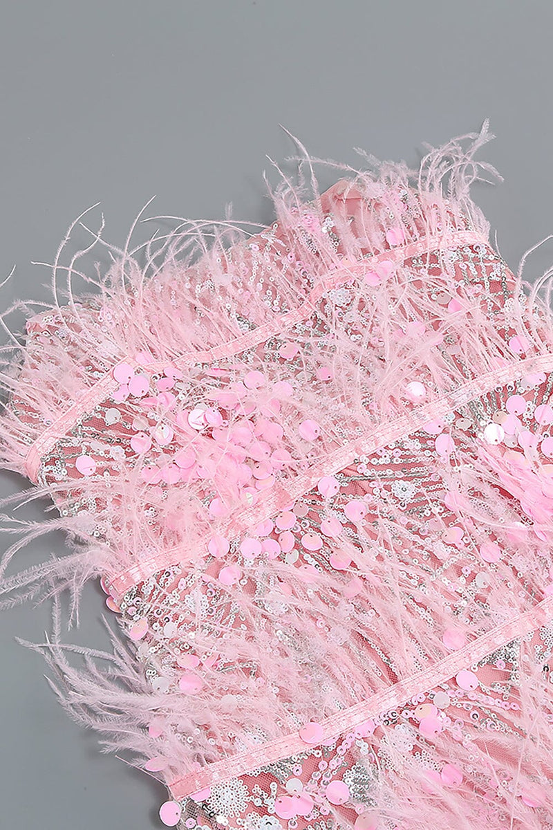 STRAPLESS SEQUINS SHINY GLITTER DRESS IN PINK Sequins Dress styleofcb 