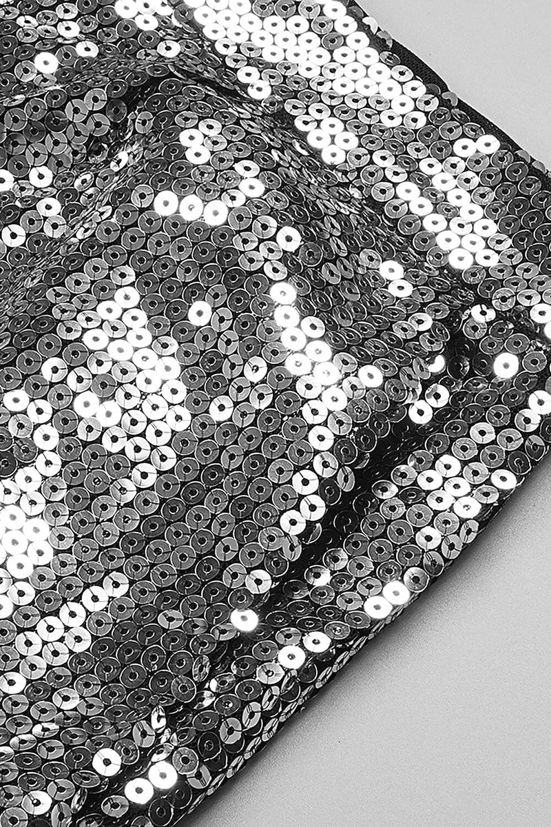 STRAPLESS SILVER SEQUIN TOP PANTS TWO PIECE SET BODYSUITS & JUMPSUITS Oh CICI 