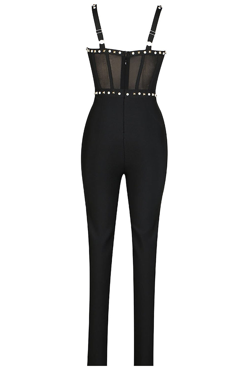 STRAPPY BEADED BANDAGE MESH JUMPSUIT BODYSUITS & JUMPSUITS styleofcb 