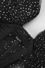 STRAPPY DRAPED RHINESTONE TULLE CORSET MAXI DRESS IN BLACK styleofcb 