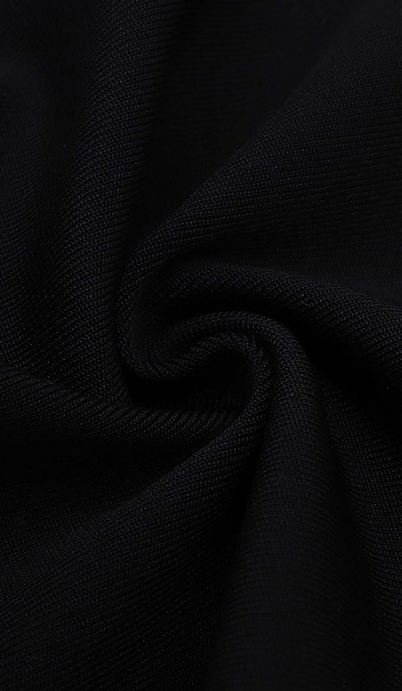 TASSEL HALTER BANDAGE MIDI DRESS IN BALCK DRESS STYLE OF CB 