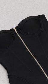 TASSEL HALTER BANDAGE MIDI DRESS IN BALCK DRESS STYLE OF CB 