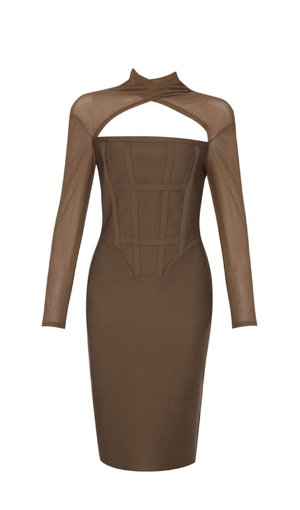 TAWNY YARN SLEEVE BANDAGE MIDI DRESS Dresses styleofcb 