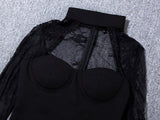 BLACK LACE STITCHED CHEST HOLLOW DRESS styleofcb 