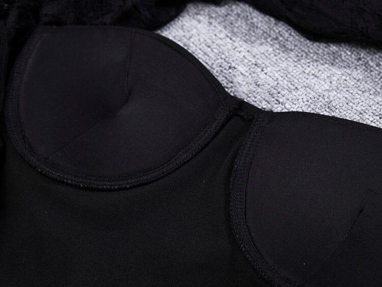 BLACK LACE STITCHED CHEST HOLLOW DRESS styleofcb 