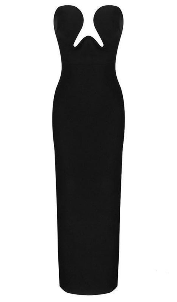 THEODORA BLACK MAXI BANDAGE DRESS