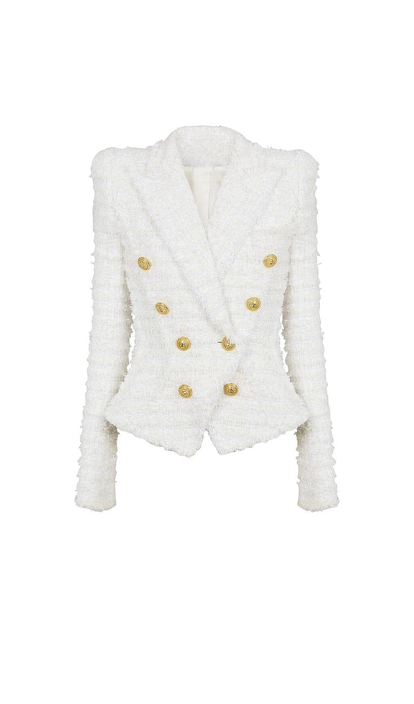 TWEED DOUBLE-BREASTED BUTTON BLAZER& PANT SET DRESS STYLE OF CB 