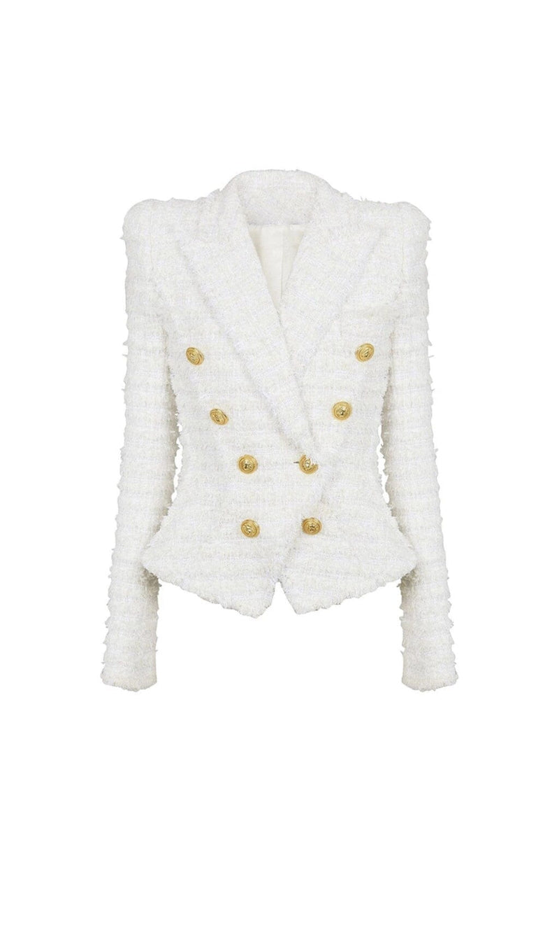 TWEED DOUBLE-BREASTED BUTTON BLAZER& PANT SET DRESS STYLE OF CB 