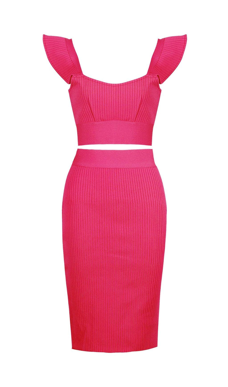 TWO PIECE SET KNIT MINI DRESS IN BLACK Dresses styleofcb XS PINK 