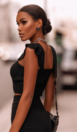 TWO PIECE SET KNIT MINI DRESS IN BLACK Dresses styleofcb 
