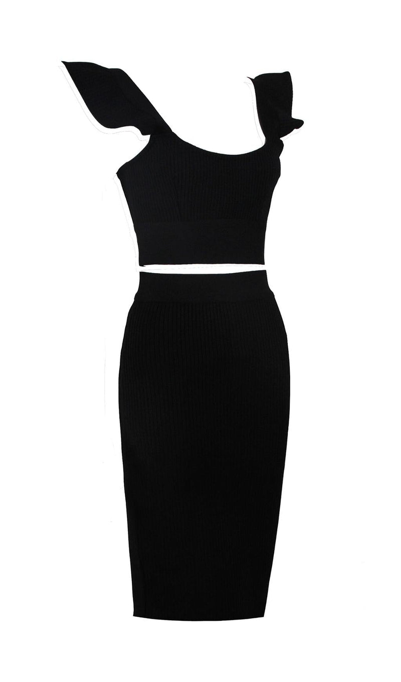 TWO PIECE SET KNIT MINI DRESS IN BLACK Dresses styleofcb 