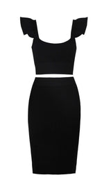 TWO PIECE SET KNIT MINI DRESS IN BLACK Dresses styleofcb XS BLACK 