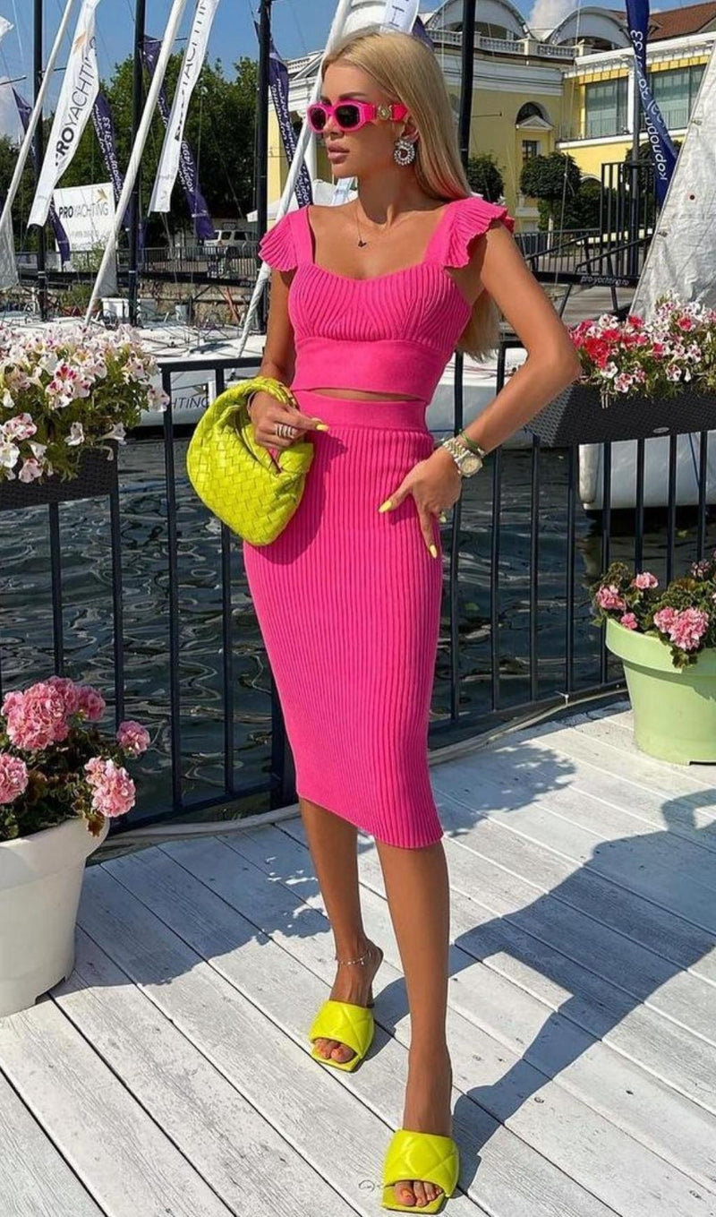 TWO PIECE SET KNIT MINI DRESS IN PINK Dresses styleofcb 