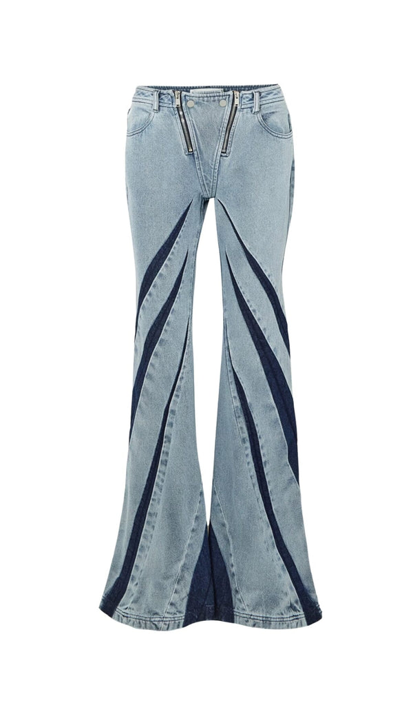PATCHWORK ZIP DENIM PANTS Pants styleofcb 