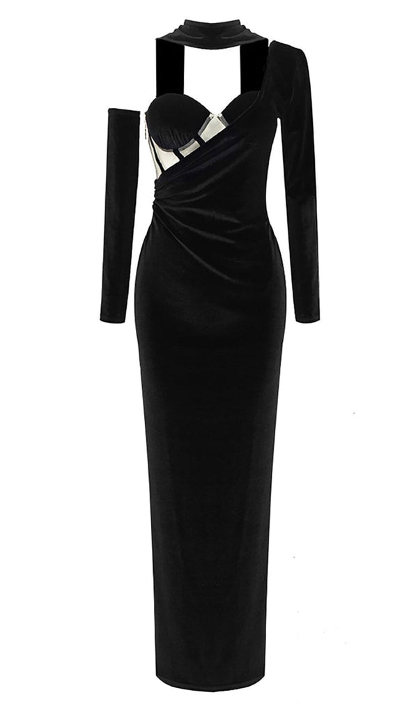 VELVET ONE SHOULDER STRAPLESS MESH MAXI DRESS Gowns styleofcb 