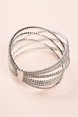 SILVER DIAMANTE LAYERED CUFF BRACELET JEWELLERY styleofcb 