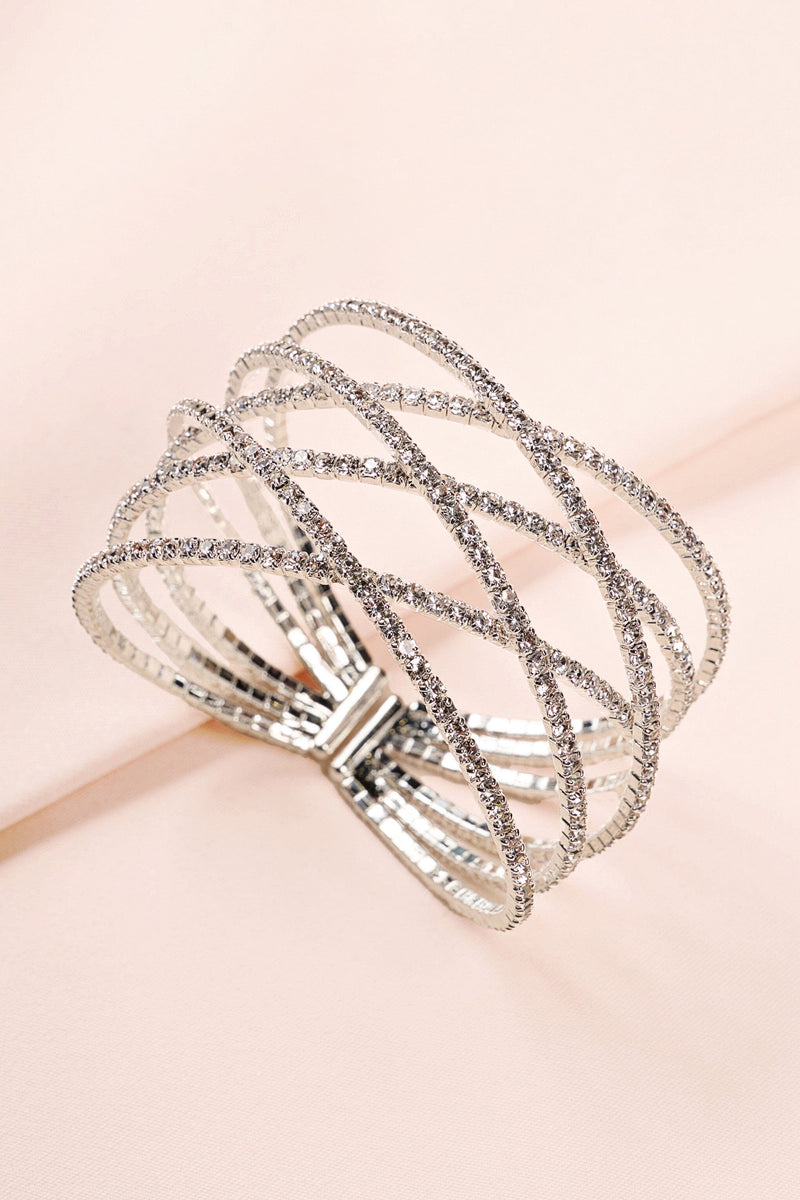 SILVER DIAMANTE LAYERED CUFF BRACELET JEWELLERY styleofcb 