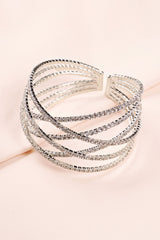 SILVER DIAMANTE LAYERED CUFF BRACELET JEWELLERY styleofcb 