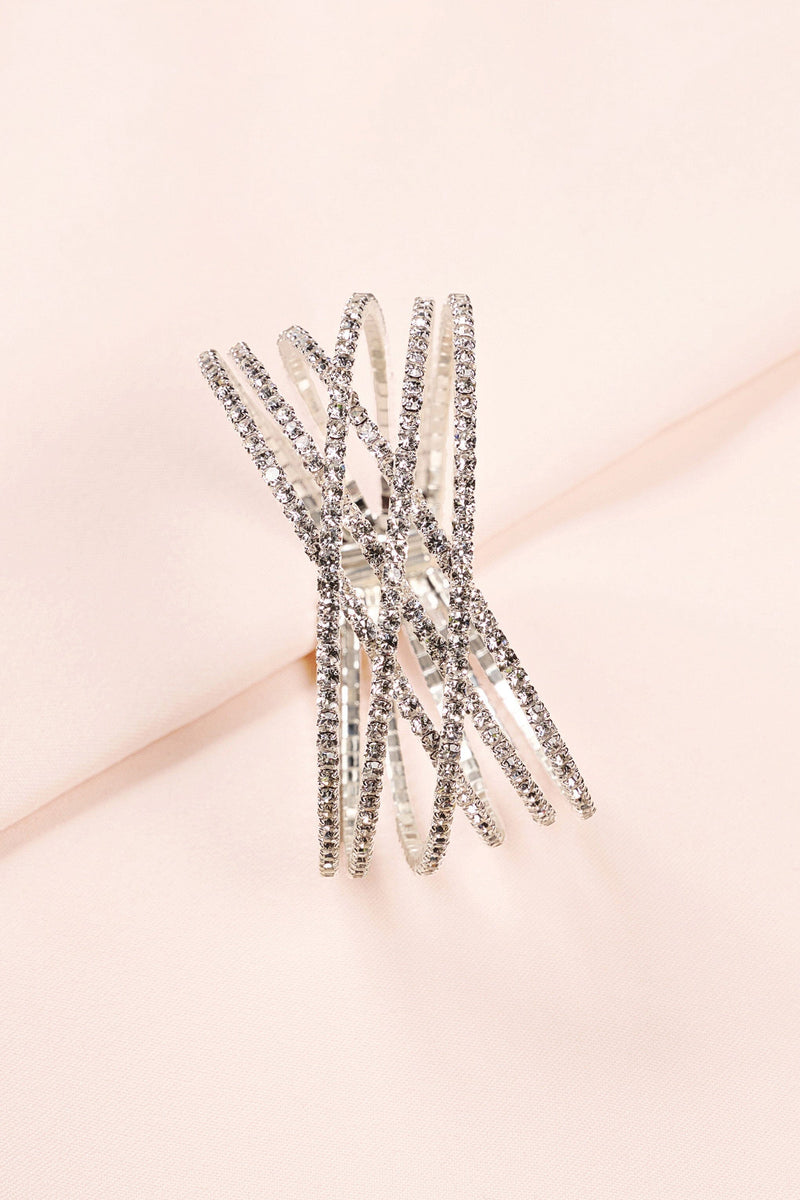 SILVER DIAMANTE LAYERED CUFF BRACELET JEWELLERY styleofcb 