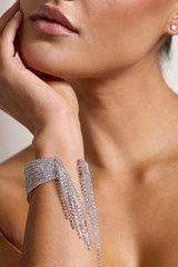 SILVER DIAMANTE TASSEL CUFF BRACELET JEWELLERY styleofcb 