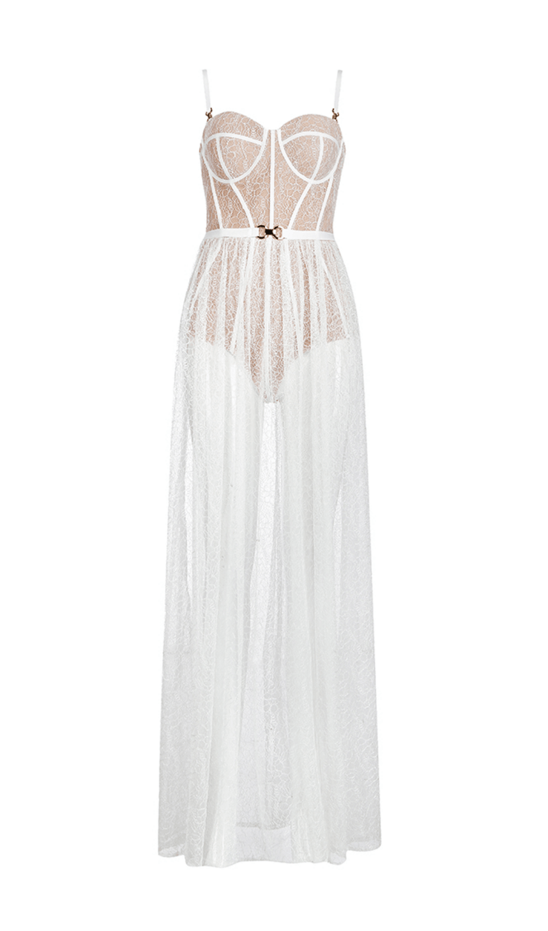 WHITE LACE STITCHING MAXI DRESS styleofcb 