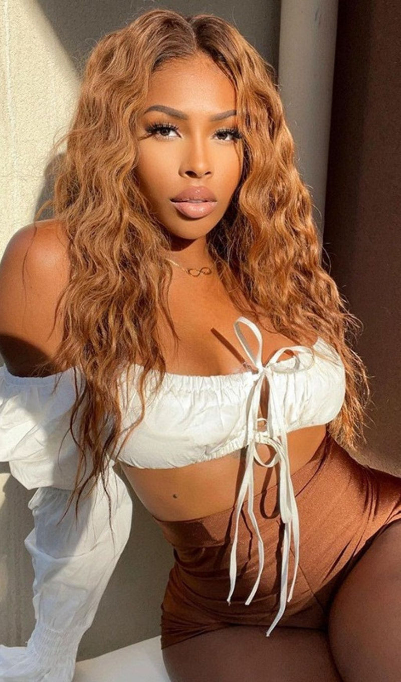 WHITE SHIRRED CORSET TOP