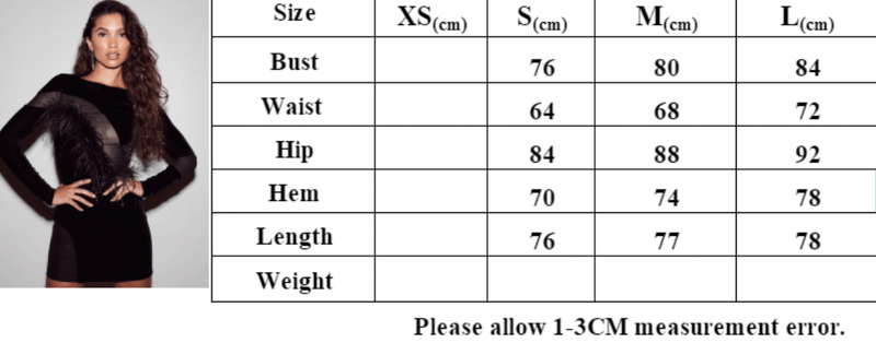 LONG SLEEVES FEATHER MINI DRESS IN BLACK Dresses styleofcb 