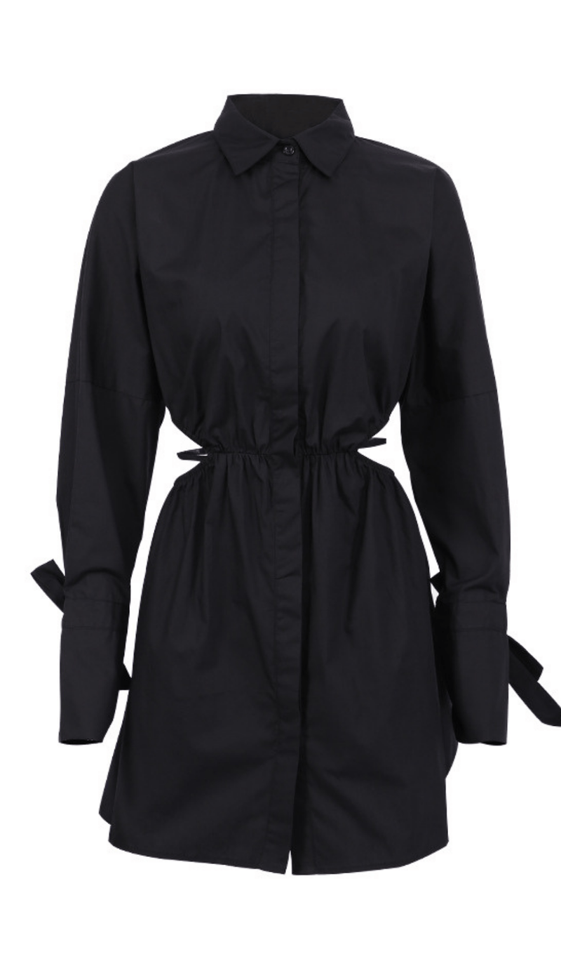 Waist cut-out shirt dress styleofcb BLACK S 