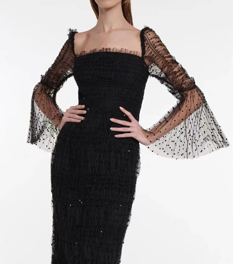 LACE BACKLESS MIDI DRESS IN BLACK Dresses styleofcb 