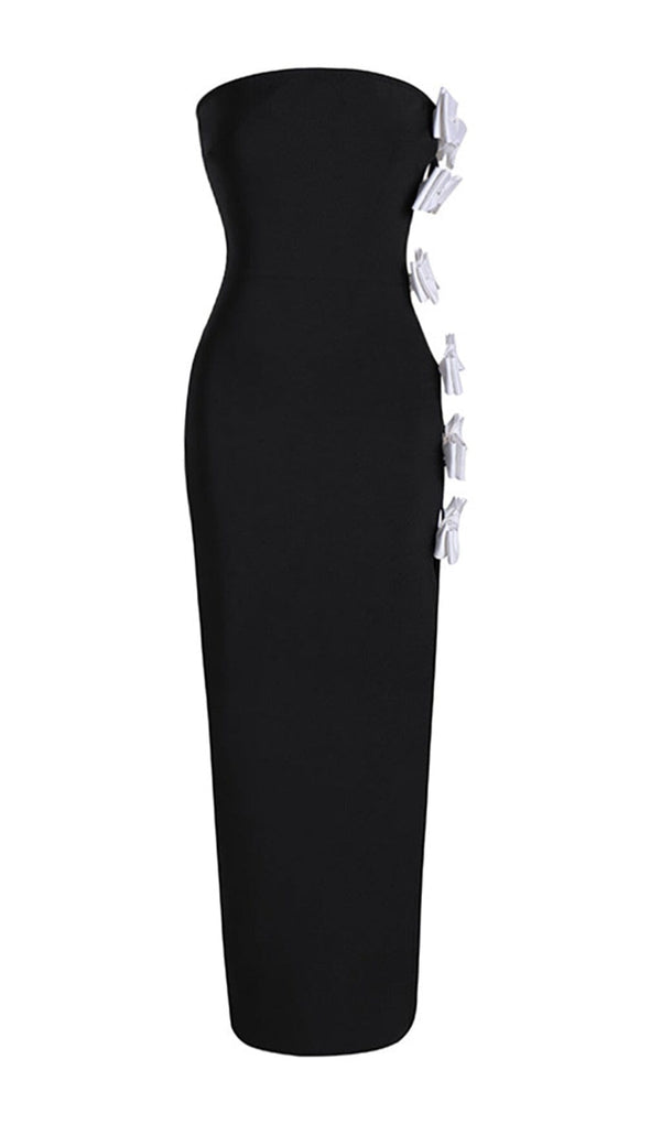 WHITE BOWS HIGH SLIT BANDAGE DRESS Bandage Dresses styleofcb 