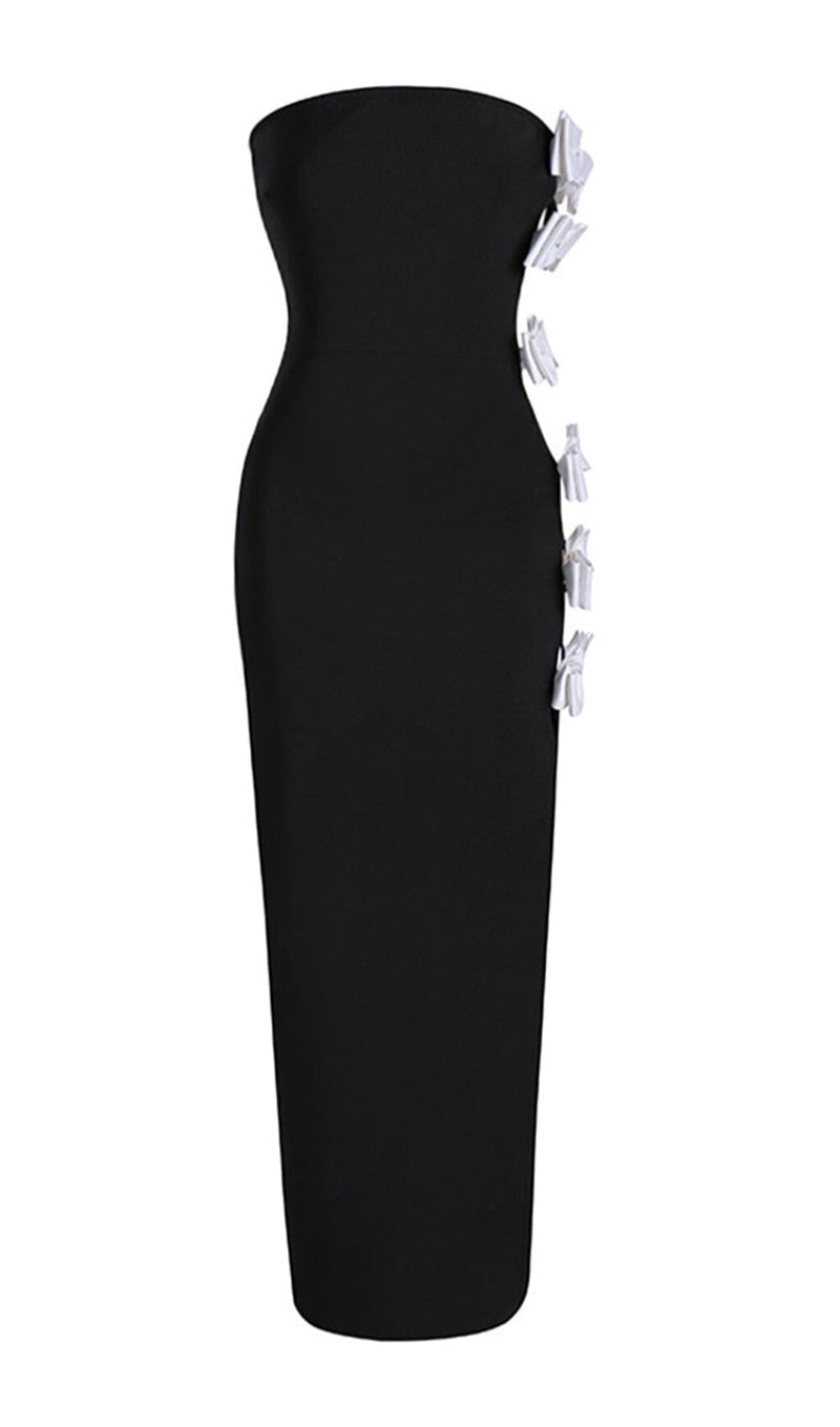 WHITE BOWS HIGH SLIT BANDAGE DRESS Bandage Dresses styleofcb 