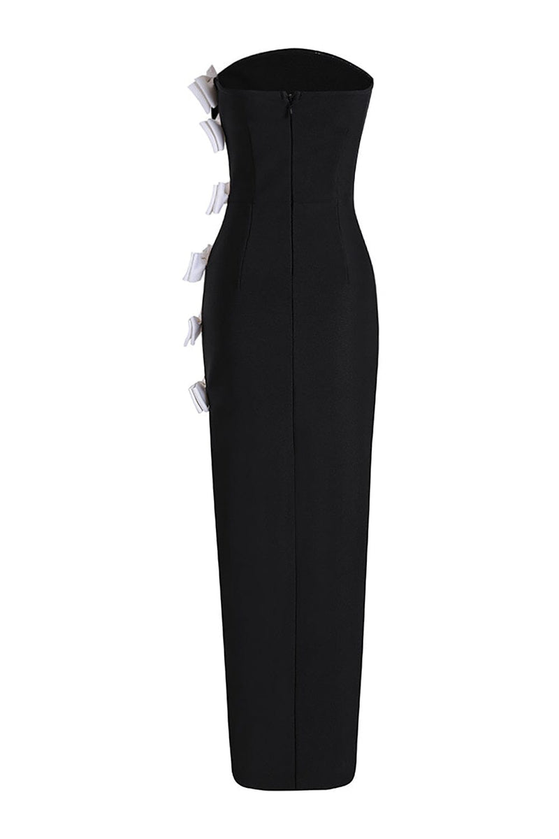WHITE BOWS HIGH SLIT BANDAGE DRESS Bandage Dresses styleofcb 